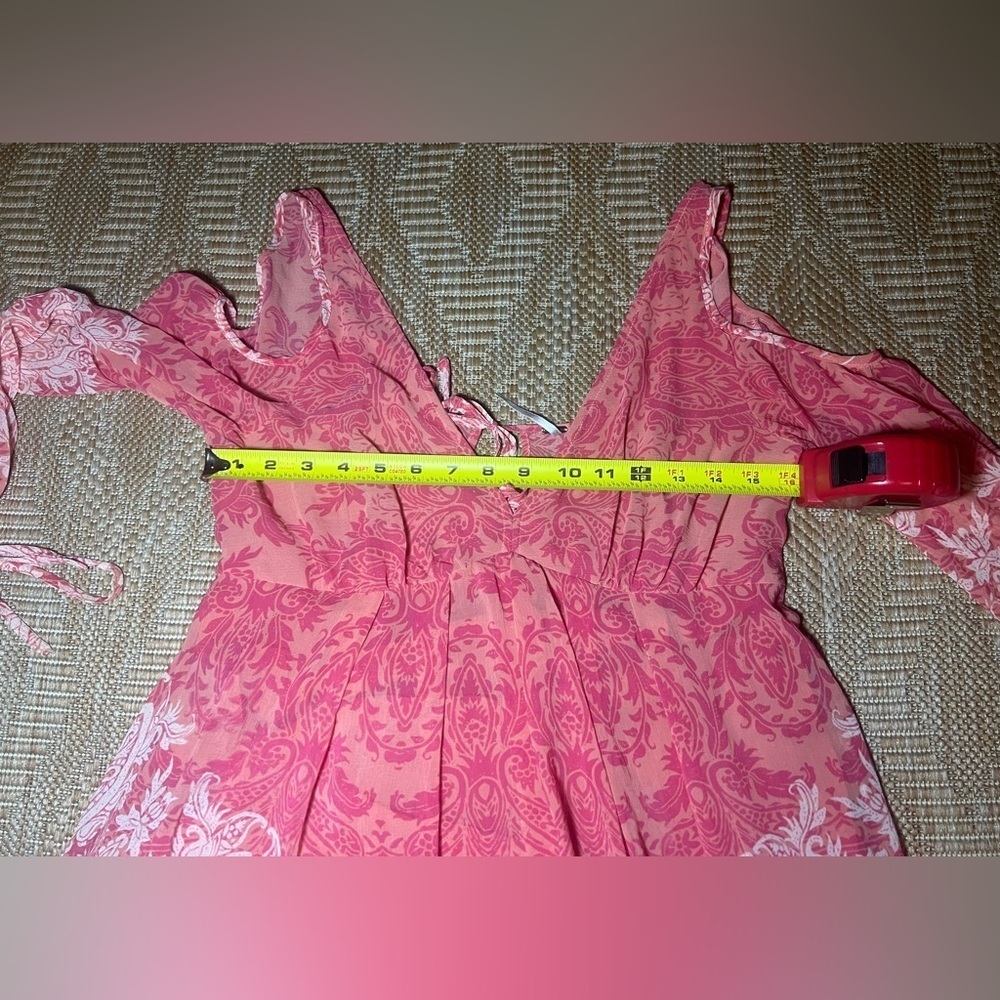 Free People Women's Penny Lover Cold Shoulder Orange Paisley Dress,Size M - Picture 12 of 14